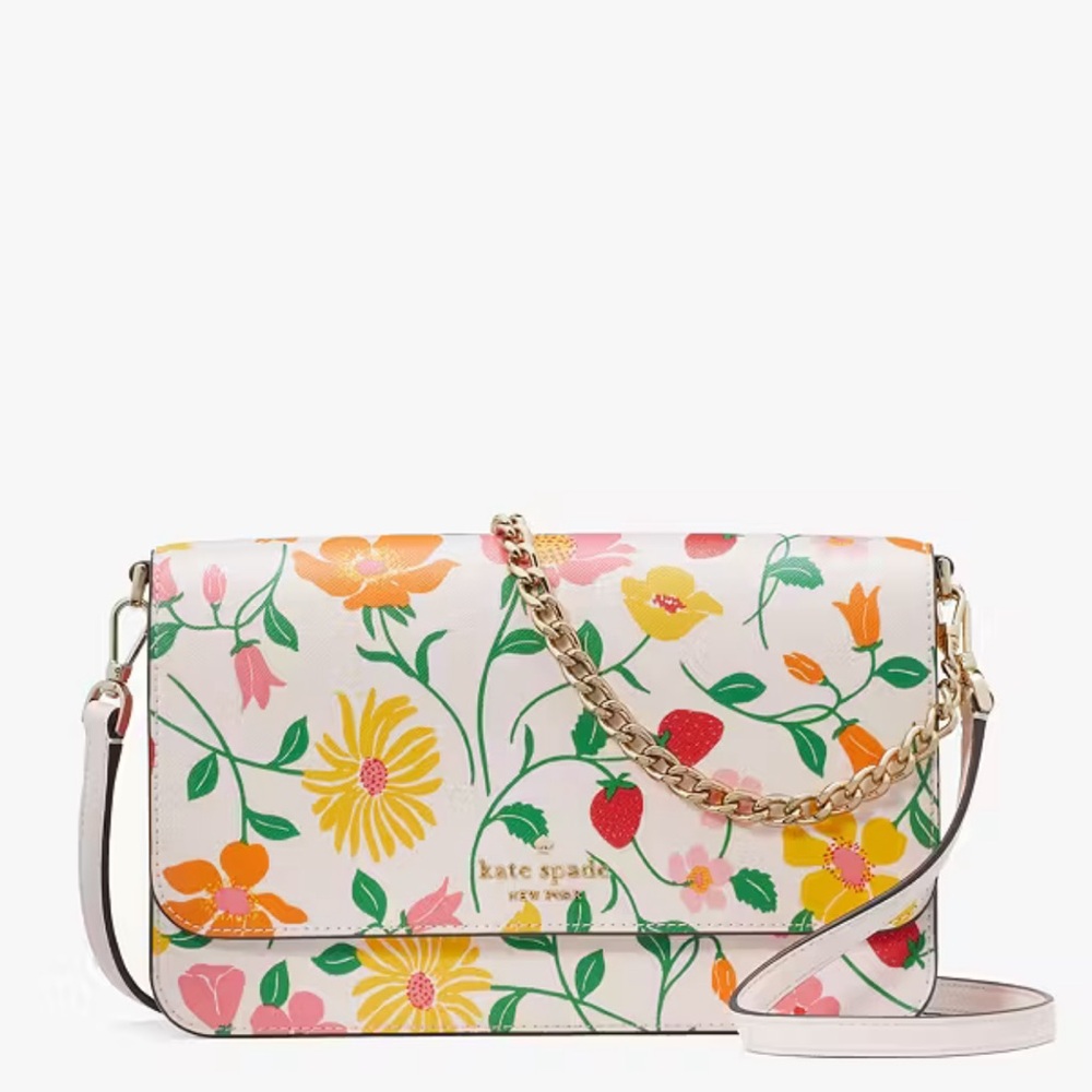 Madison Strawberry Garden Printed Flap Convertible crossbody